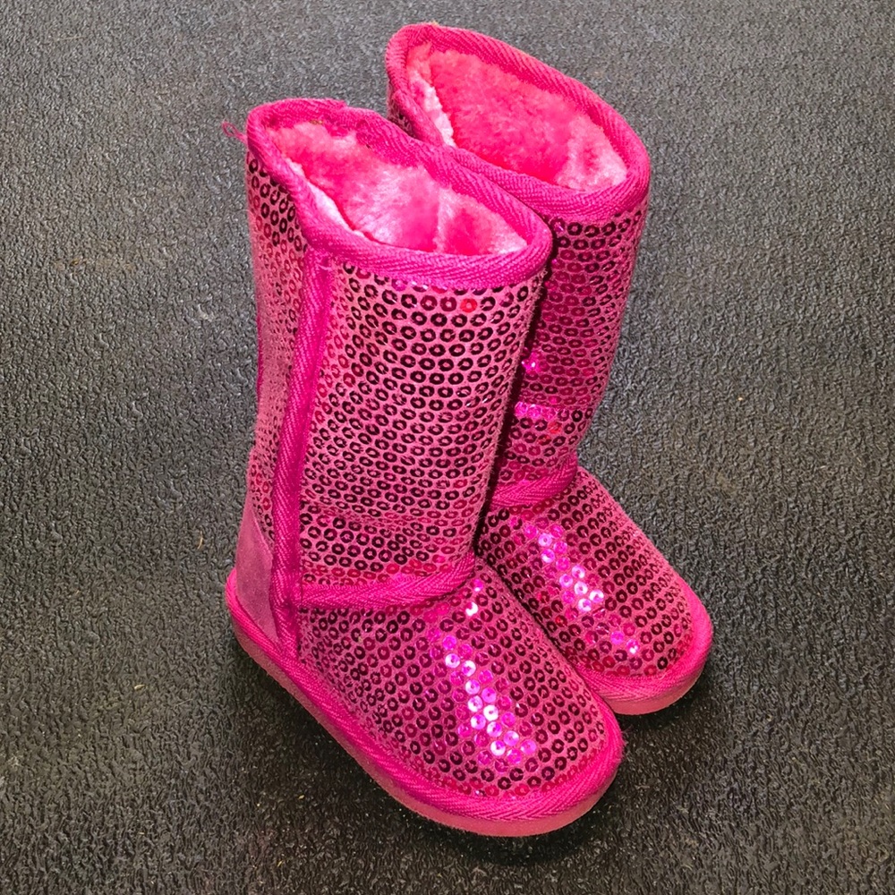 JastFab Kids pink sequin boots